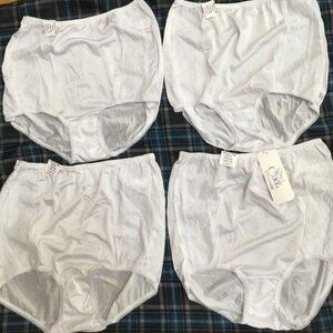 Smart Fit 42483W Full Cut Nylon Lace Trim Brief Panty Ladies- 4 Pack 5,6,9 White